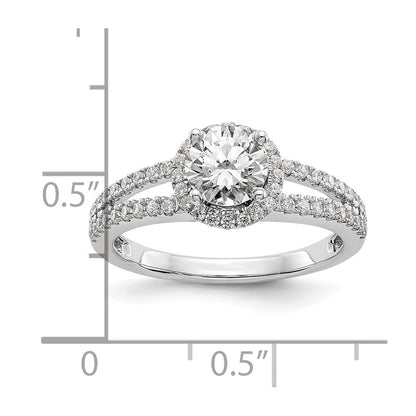 14K White Gold Round Simulated Diamond Halo Engagement Ring