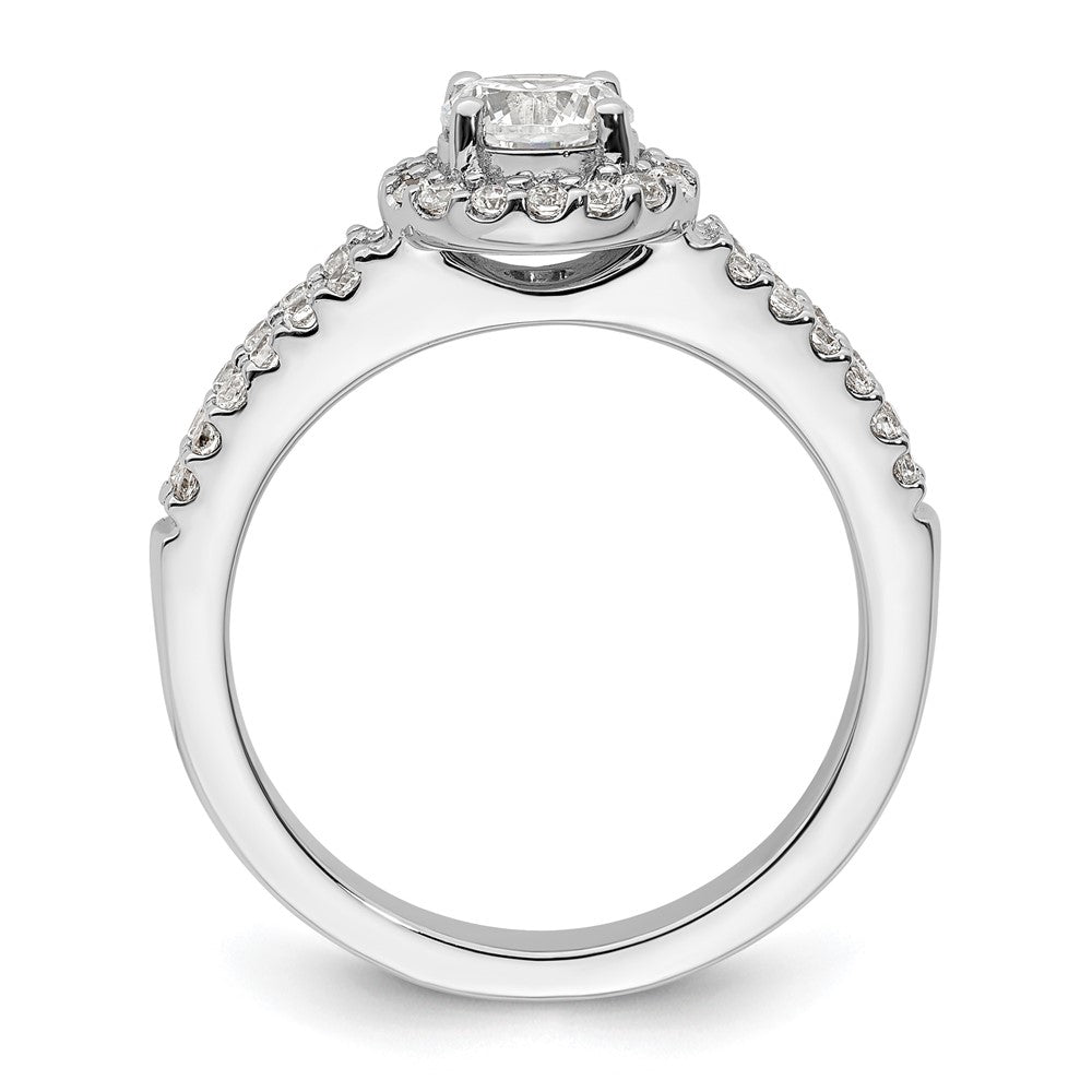 14K White Gold Round Simulated Diamond Halo Engagement Ring