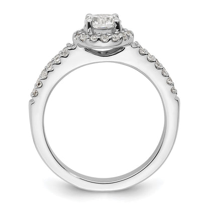 14K White Gold Round Simulated Diamond Halo Engagement Ring