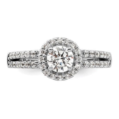 14K White Gold Round Simulated Diamond Halo Engagement Ring