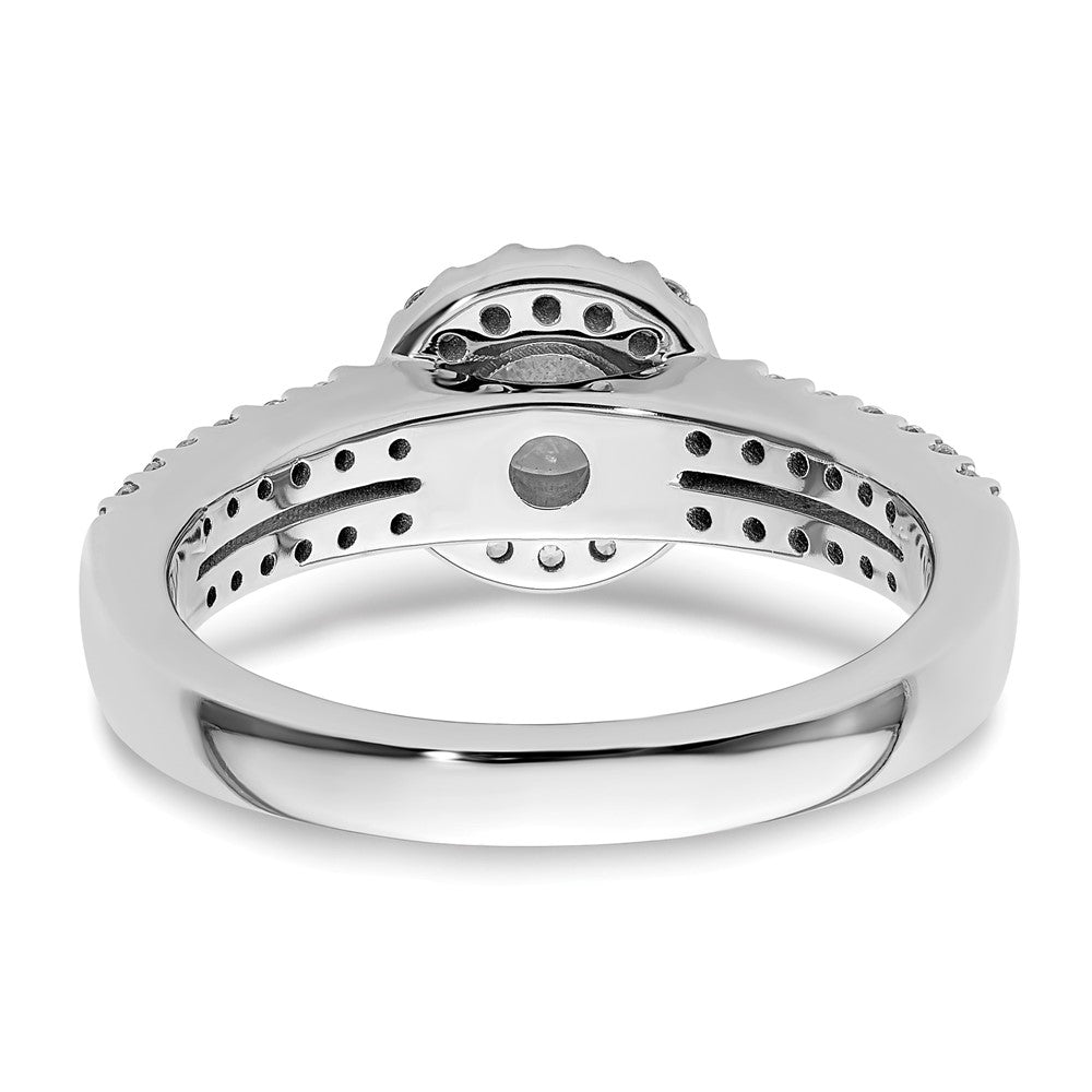 14K White Gold Round Simulated Diamond Halo Engagement Ring