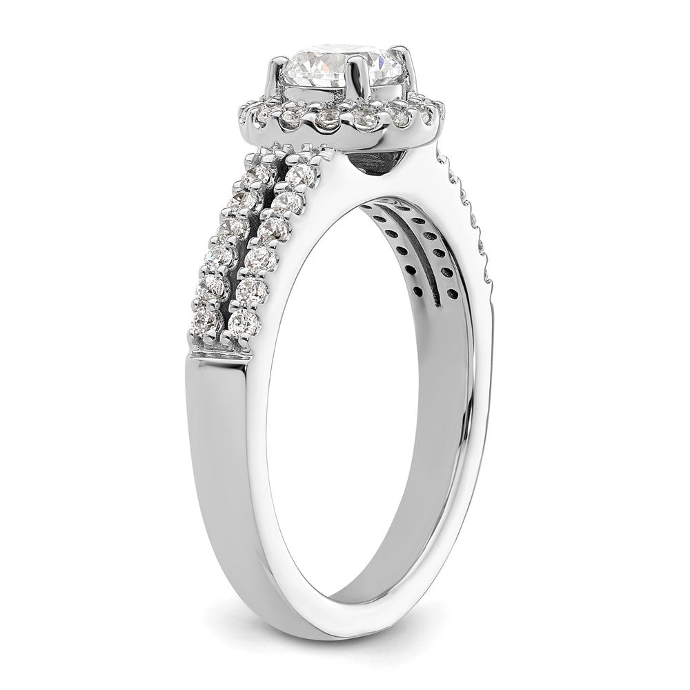14K White Gold Round Simulated Diamond Halo Engagement Ring