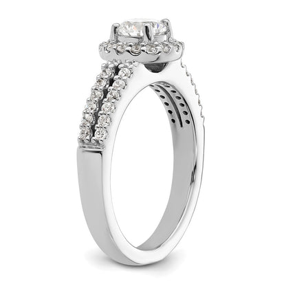 14K White Gold Round Simulated Diamond Halo Engagement Ring