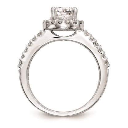 1.00ct. CZ Solid Real 14K White Gold Round Halo Engagement Ring