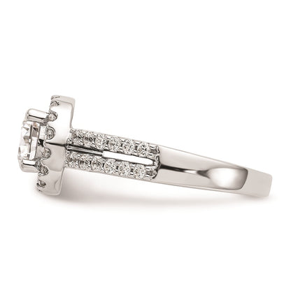 1.00ct. CZ Solid Real 14K White Gold Round Halo Engagement Ring