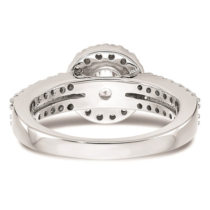 1.00ct. CZ Solid Real 14K White Gold Round Halo Engagement Ring