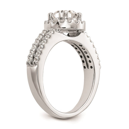 1.00ct. CZ Solid Real 14K White Gold Round Halo Engagement Ring