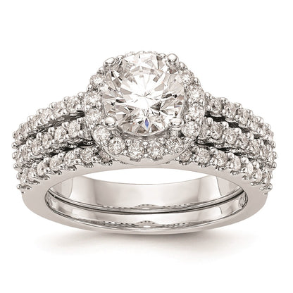 1.00ct. CZ Solid Real 14K White Gold Round Halo Engagement Ring