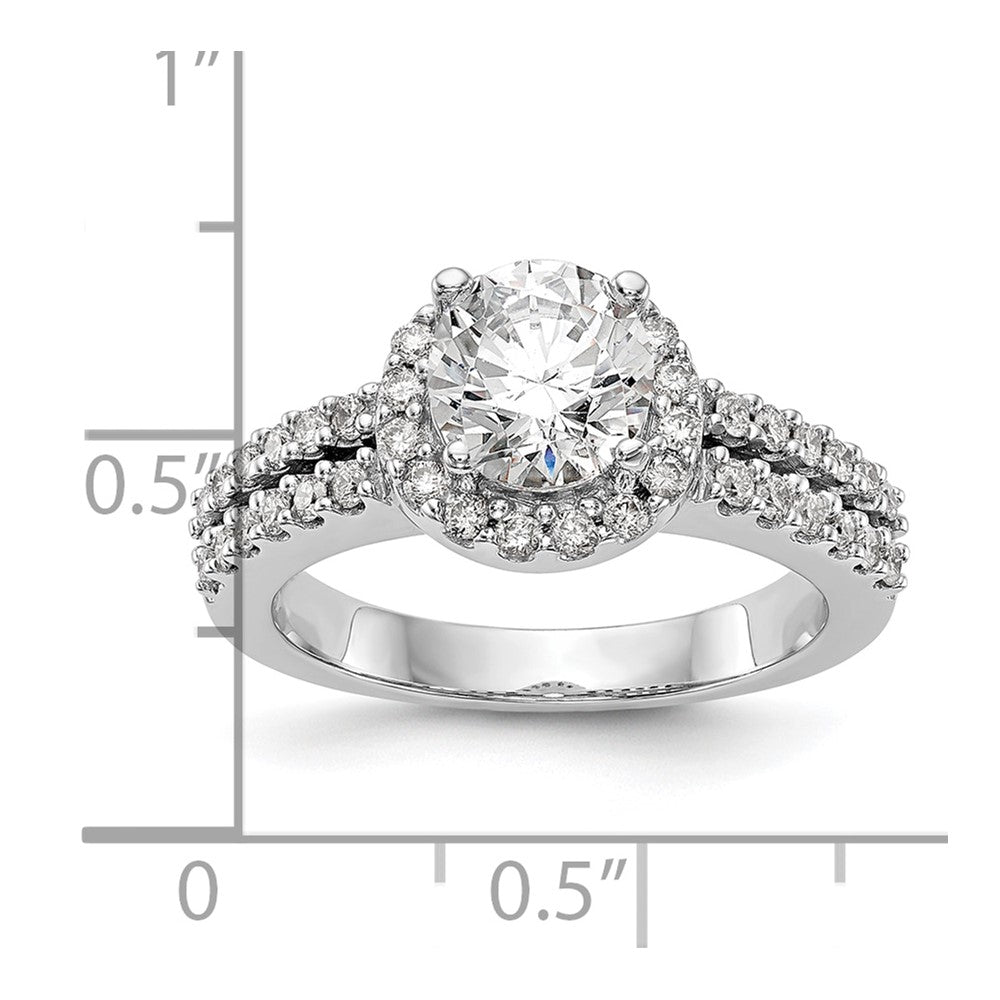 14K White Gold Round Simulated Diamond Halo Engagement Ring