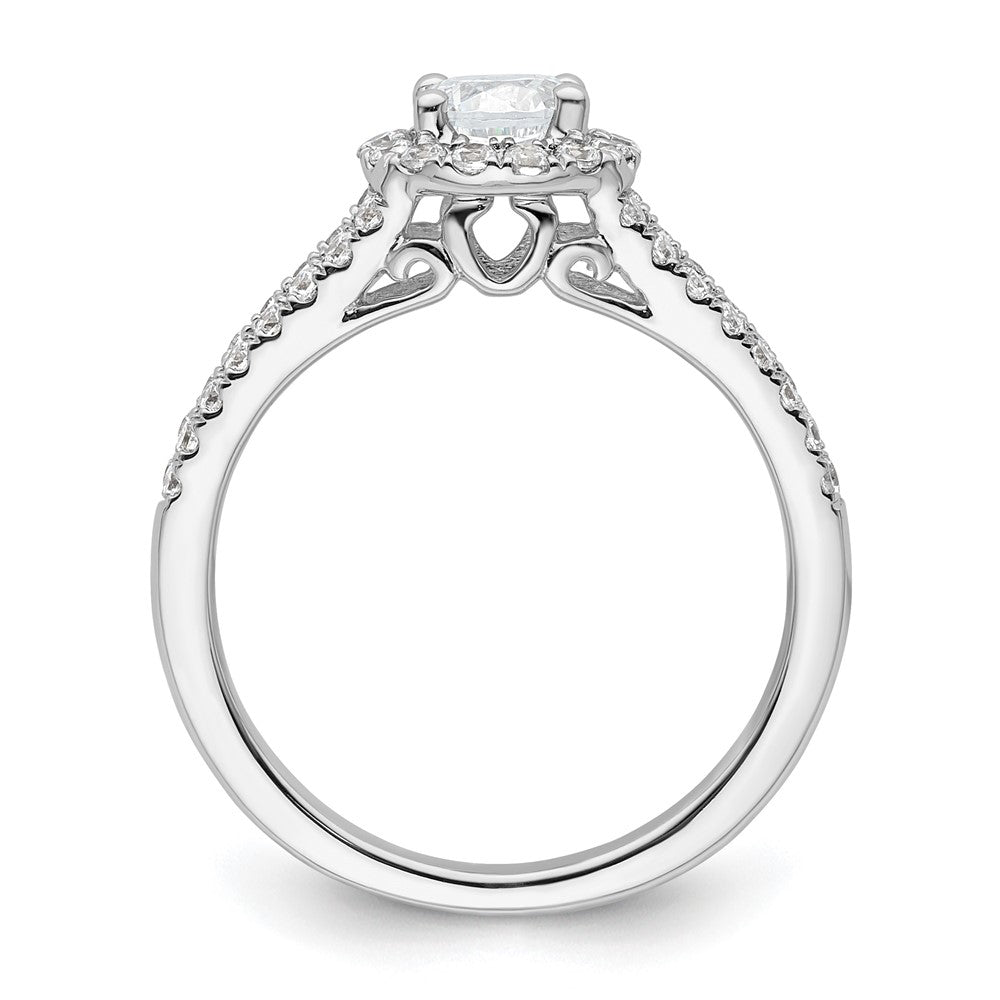 14K White Gold Round Simulated Diamond Halo Engagement Ring