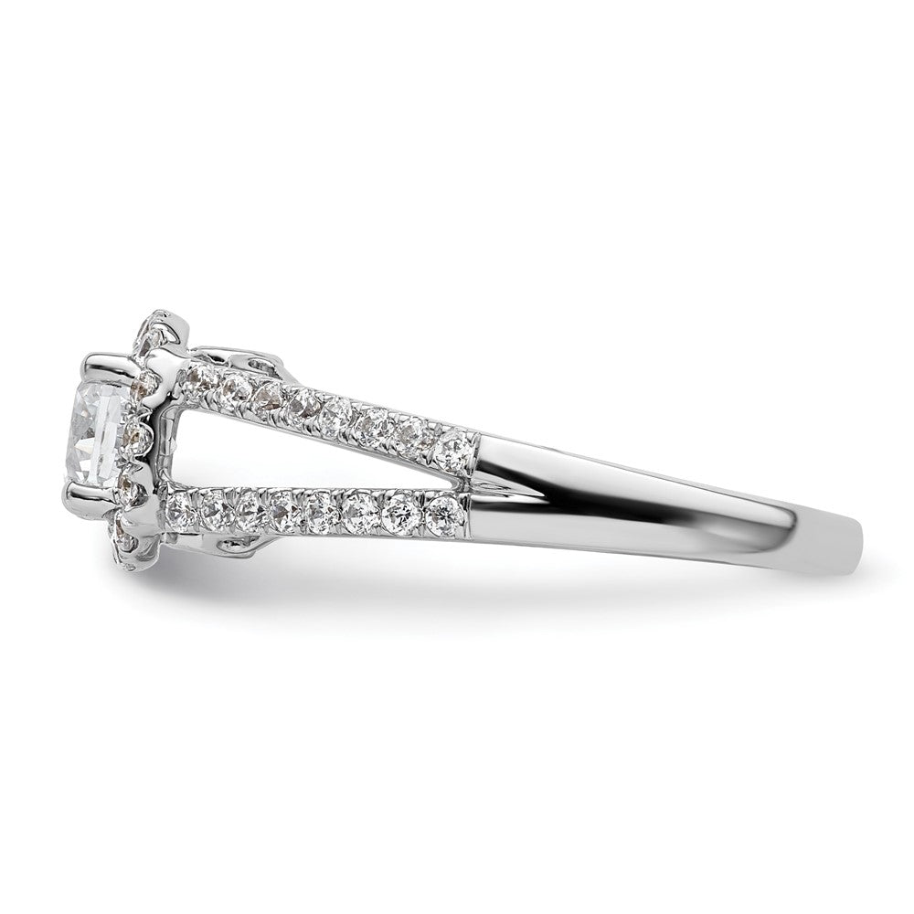 14K White Gold Round Simulated Diamond Halo Engagement Ring
