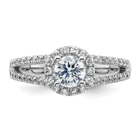 0.50ct. CZ Solid Real 14K White Gold Round Halo Engagement Ring