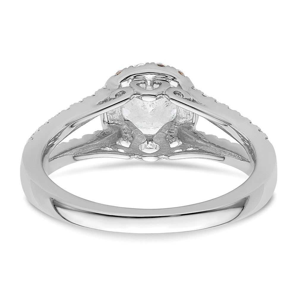 14K White Gold Round Simulated Diamond Halo Engagement Ring