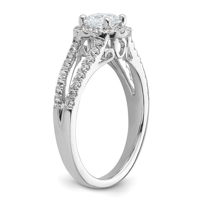 14K White Gold Round Simulated Diamond Halo Engagement Ring