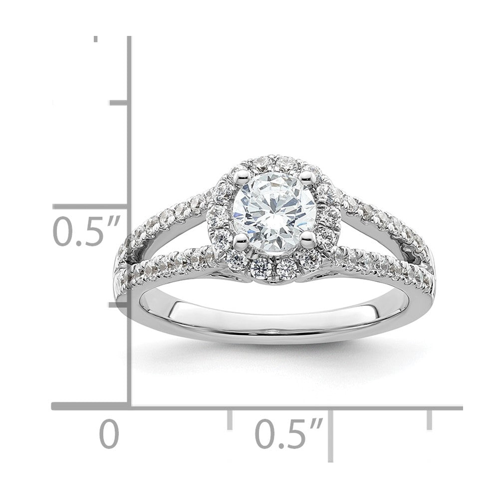 14K White Gold Round Simulated Diamond Halo Engagement Ring