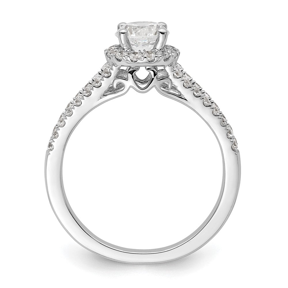 0.75ct. CZ Solid Real 14K White Gold Round Halo Engagement Ring