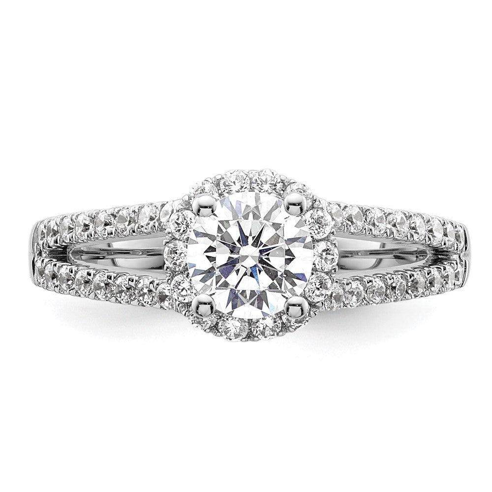 0.75ct. CZ Solid Real 14K White Gold Round Halo Engagement Ring