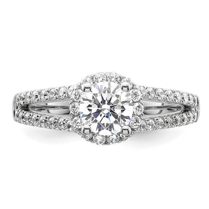 0.75ct. CZ Solid Real 14K White Gold Round Halo Engagement Ring