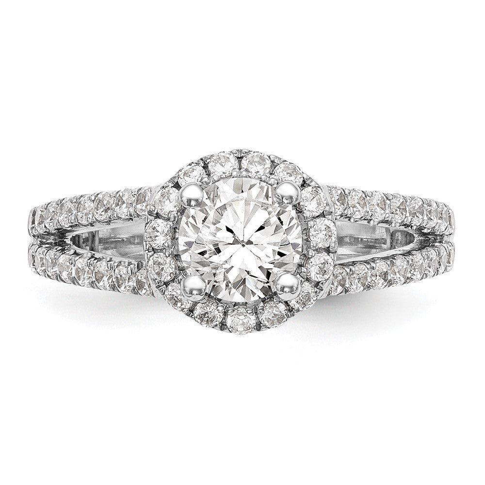 14K White Gold Round Simulated Diamond Halo Engagement Ring