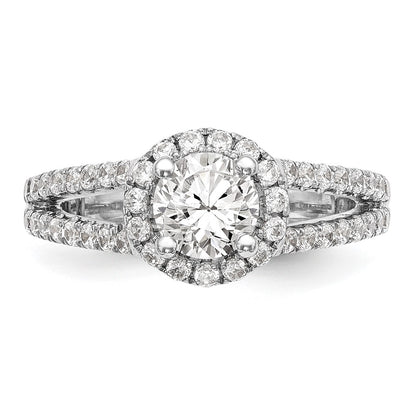 14K White Gold Round Simulated Diamond Halo Engagement Ring
