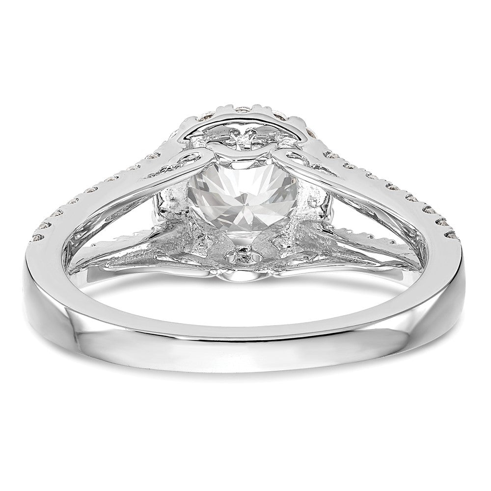 14K White Gold Round Simulated Diamond Halo Engagement Ring