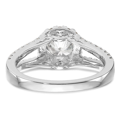 14K White Gold Round Simulated Diamond Halo Engagement Ring