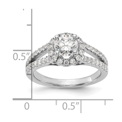 14K White Gold Round Simulated Diamond Halo Engagement Ring