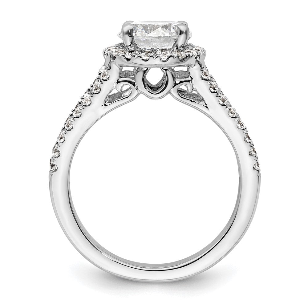 14K White Gold Round Simulated Diamond Halo Engagement Ring