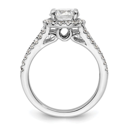 14K White Gold Round Simulated Diamond Halo Engagement Ring