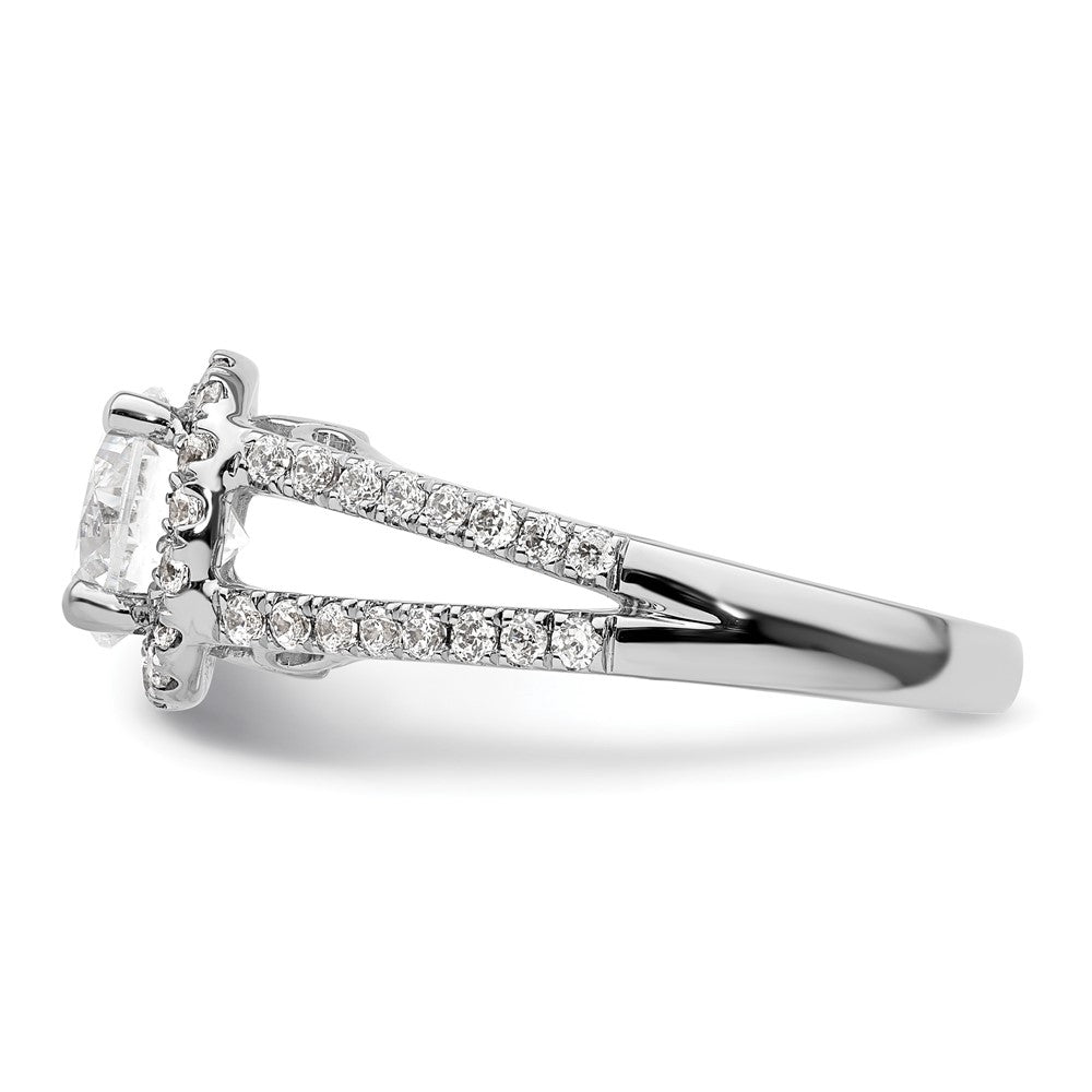 14K White Gold Round Simulated Diamond Halo Engagement Ring
