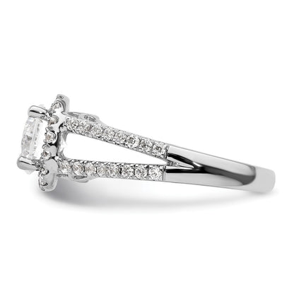 14K White Gold Round Simulated Diamond Halo Engagement Ring