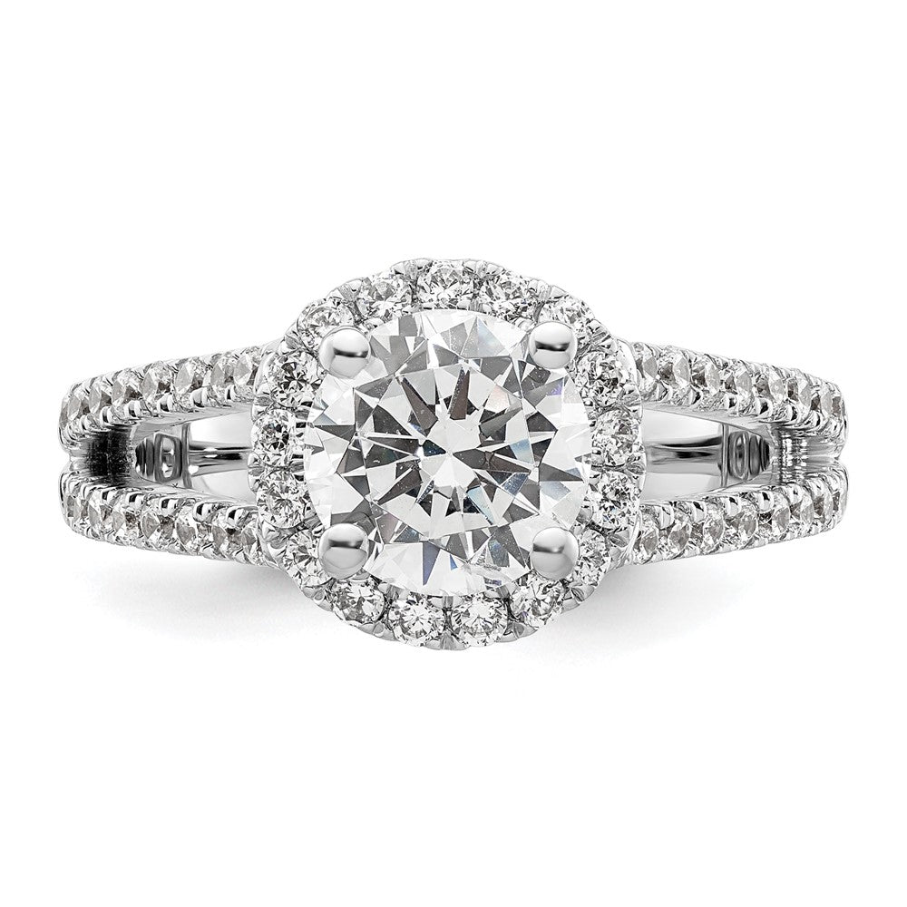 14K White Gold Round Simulated Diamond Halo Engagement Ring