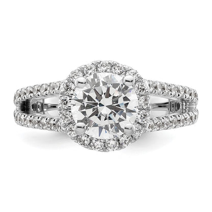 14K White Gold Round Simulated Diamond Halo Engagement Ring