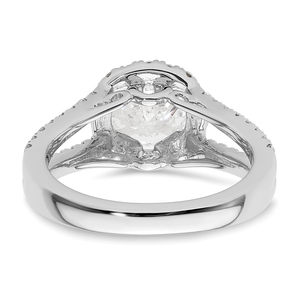 14K White Gold Round Simulated Diamond Halo Engagement Ring