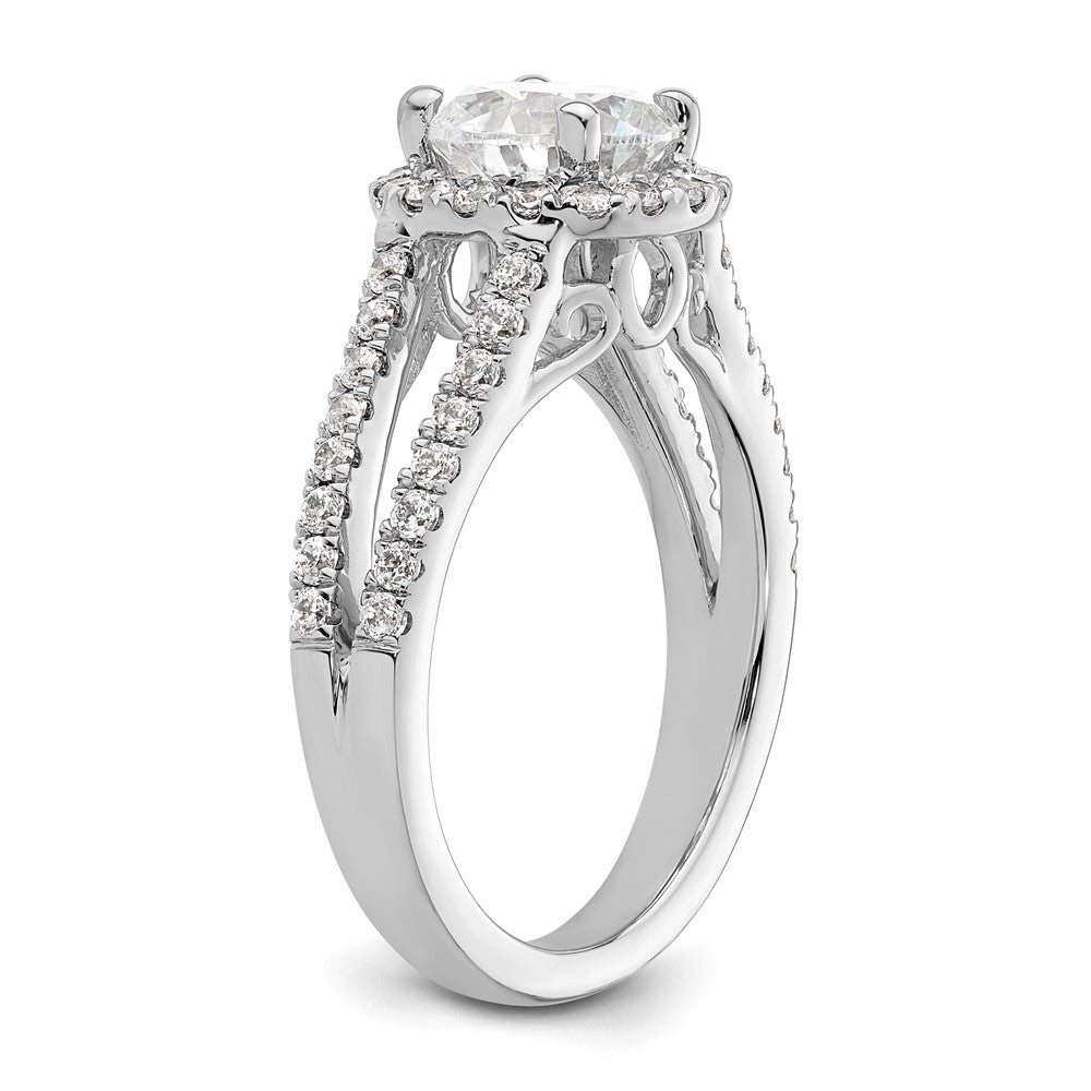 14K White Gold Round Simulated Diamond Halo Engagement Ring