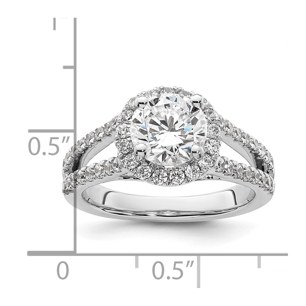14K White Gold Round Simulated Diamond Halo Engagement Ring