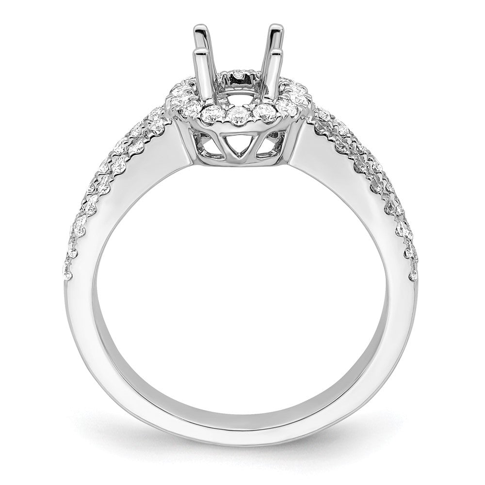 14K White Gold Round Simulated Diamond Halo Engagement Ring
