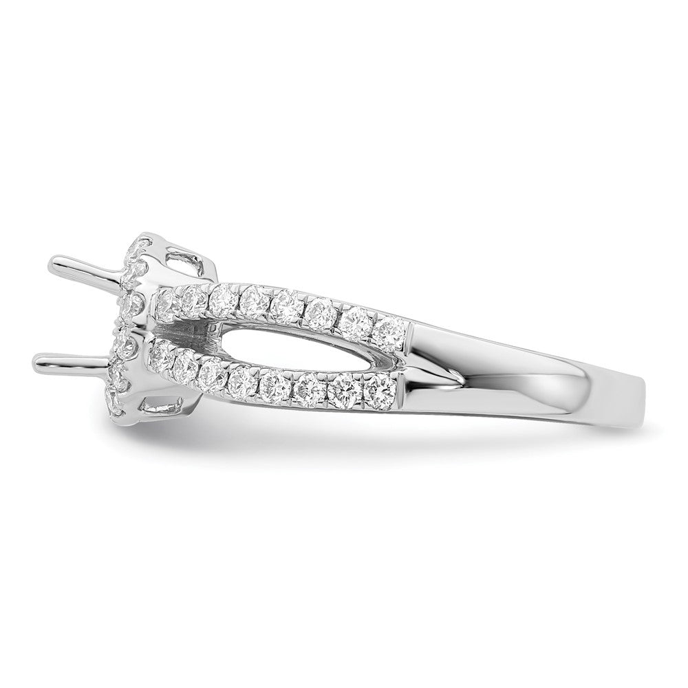 14K White Gold Round Simulated Diamond Halo Engagement Ring