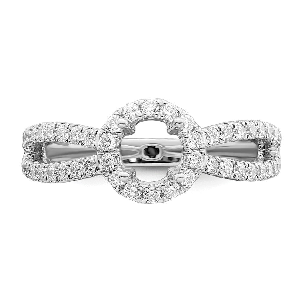 14K White Gold Round Simulated Diamond Halo Engagement Ring