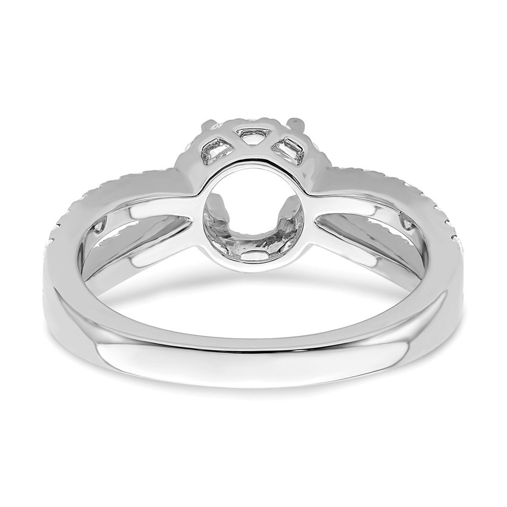 14K White Gold Round Simulated Diamond Halo Engagement Ring