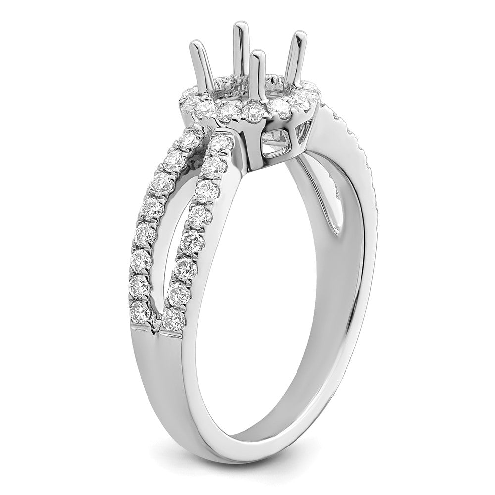 14K White Gold Round Simulated Diamond Halo Engagement Ring