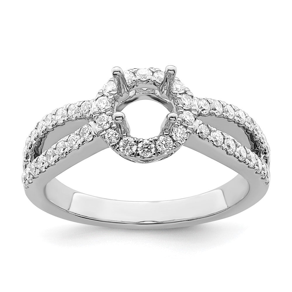14K White Gold Round Simulated Diamond Halo Engagement Ring