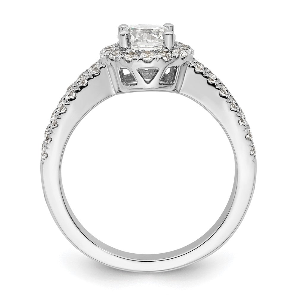 0.75ct. CZ Solid Real 14K White Gold Round Halo Engagement Ring