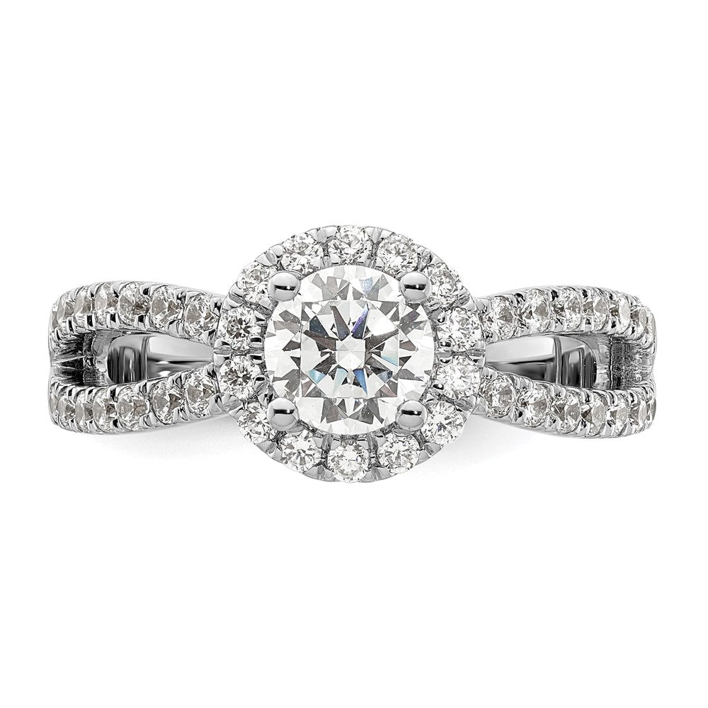 0.75ct. CZ Solid Real 14K White Gold Round Halo Engagement Ring
