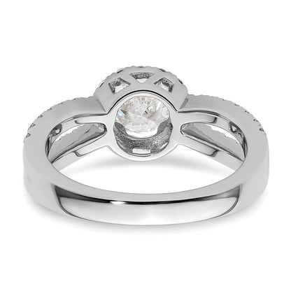 0.75ct. CZ Solid Real 14K White Gold Round Halo Engagement Ring