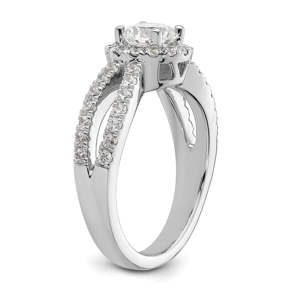 0.75ct. CZ Solid Real 14K White Gold Round Halo Engagement Ring