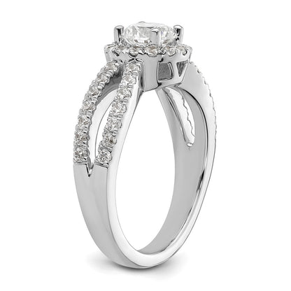0.75ct. CZ Solid Real 14K White Gold Round Halo Engagement Ring