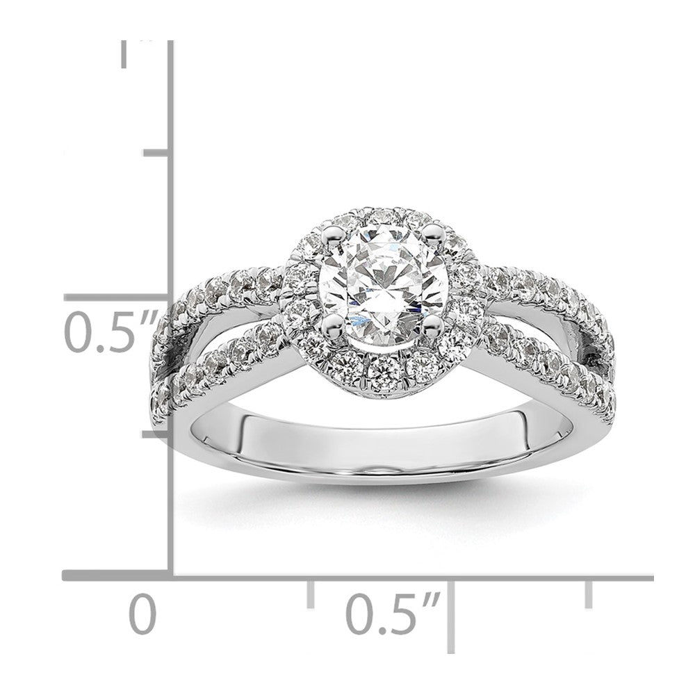 0.75ct. CZ Solid Real 14K White Gold Round Halo Engagement Ring