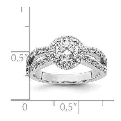0.75ct. CZ Solid Real 14K White Gold Round Halo Engagement Ring