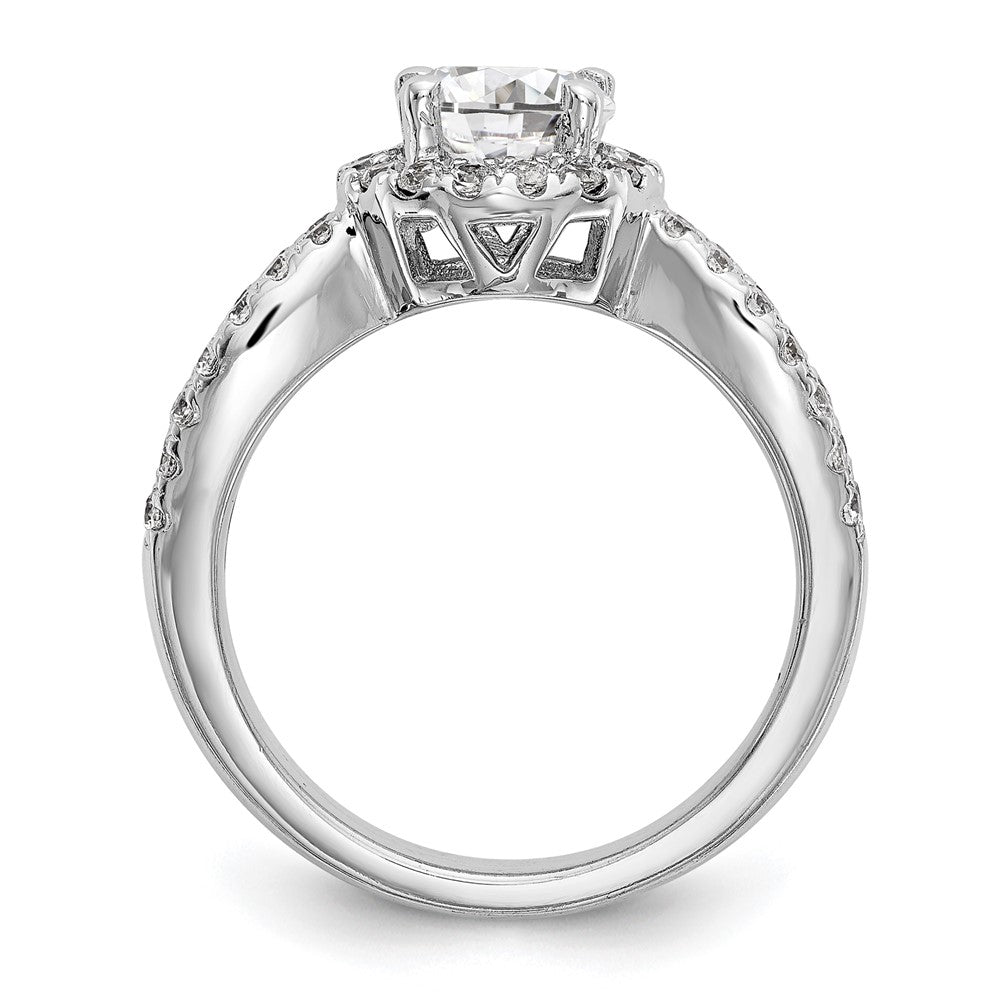 1.00ct. CZ Solid Real 14K White Gold Round Halo Engagement Ring